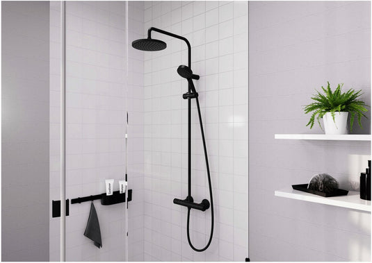 Hansgrohe vernis blend - showerpipe - mat zwart - met thermostaat
