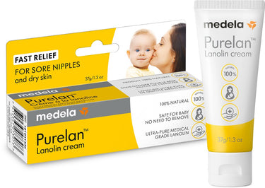 Medela purelan tepelzalf - lanoline tepelcrème - snelle verlichting bij pijnlijke tepels - tube 37gr
