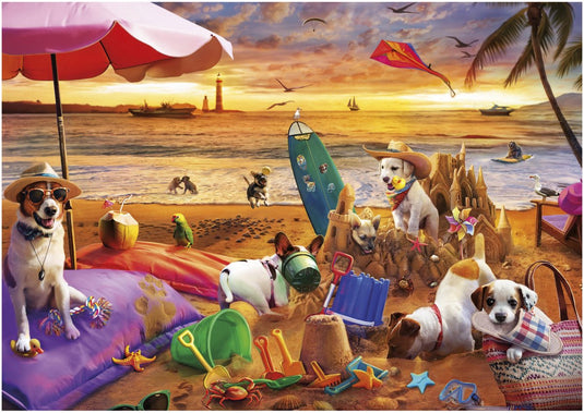 Educa puzzel honden strand dieren 1000 stukjes karton volwassenen.