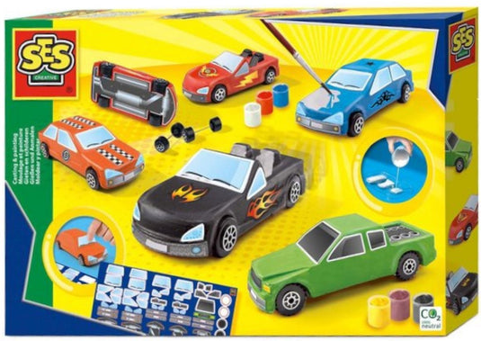 Ses creative gieten en schilderen - auto's - kinderspeelgoed - knutselen jongens - auto speelgoed - vanaf 5 jaar