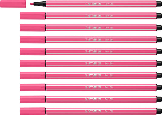 Stabilo pen 68 - premium viltstift - roze - doos 10 stuks