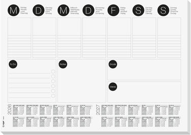 Sigel bureauonderlegger - met weekplanner en to-do-list - formaat a3 - met kalender 2026 2027 - 30 vel afscheurbaar - si-h6506