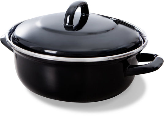 Bk fortalit emaille braadpan 22cm 2l – inductie braadpan – geëmailleerd staal – ovenbestendig tot 230 graden – geen antiaanbaklaag – met deksel – zwart blauw