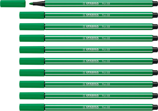 Stabilo pen 68 - premium viltstift - smaragdgroen - doos 10 stuks