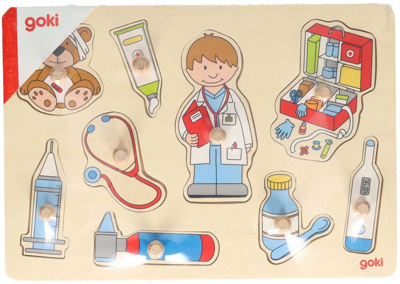 Load image into Gallery viewer, Goki houten noppenpuzzel - bij de dokter
