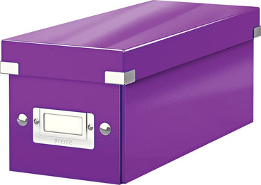 Leitz wow click store opbergdoos met deksel voor cd's - kartonnen sorteerdoos voor spullen - 84% gerecycled karton - 14.3 x 35.2 cm (bxd) - ideaal voor thuiswerkplek - paars