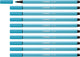 Stabilo pen 68 - premium viltstift - azuur blauw - doos 10 stuks