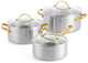 Greenpan padova pannenset 6-delig - 18 20 24cm - 2 2.9 4.9l - zonder pfas-vrije antikleeflaag - pannenset inductie - rvs pannenset - ovenbestendig tot 220°c - rvs handgrepen - met glazen deksel - zilver