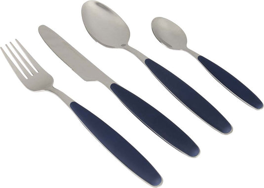 Gimex bestek - marineblauw - soft touch heft - 16-delig