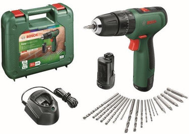 Bosch gereedschap - 12v accu-boormachine met hamer en toebehoren, 2 x 1,5 ah li-ion accu's, lader 06039d3105