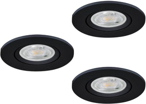 Eglo barranco inbouwspot - badkamer - gu10 - ø 8.4 cm - zwart - set van 3 stuks