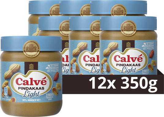 Calvé pindakaas light - 12 x 350 gram - voordeelverpakking