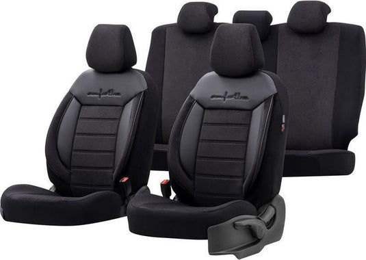 Otom comfortline stoelhoezenset - leer textiel - 11-delig - zwart