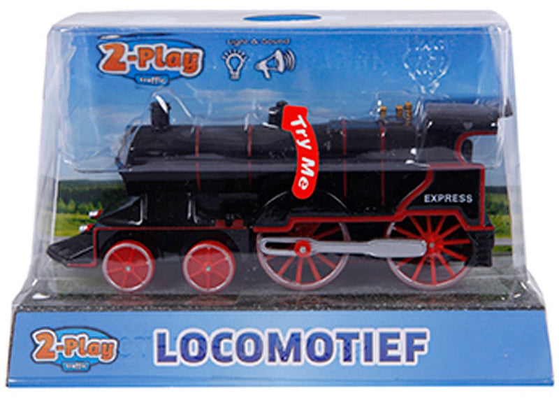 Load image into Gallery viewer, 2-play locomotief met licht en geluid pull-back 14 cm zwart
