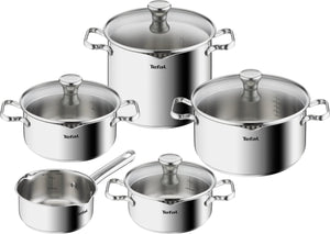 Tefal duetto kookpannenset 5-delig - rvs - inductie - afgietdeksel schenkrand