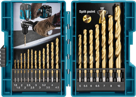 Makita accessoires makita metaalborenset 19-delig hss-tin - d-67527
