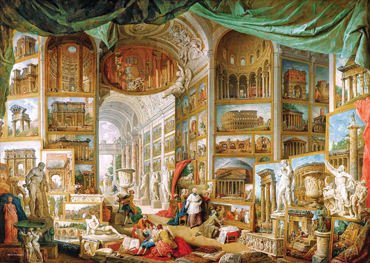Eurographics - galerij met afbeeldingen van het oude rome [galleria di vedute di roma antica] - giovanni panini - 1000 stukjes 68×48cm (b×h) - fine art legpuzzel