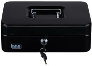 Black+decker black decker geldkistje - kluisje met 2 sleutels - staal - 25 x 18 x 9 cm - zwart