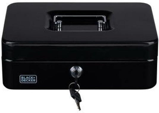 Black+decker black decker geldkistje - kluisje met 2 sleutels - staal - 25 x 18 x 9 cm - zwart