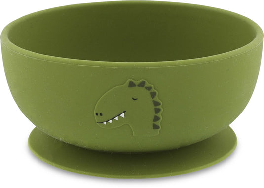 Trixie kom met zuignap - mr. dino - schaaltje - kinderservies - voor baby's vanaf 4 maanden - van siliconen - geschikt voor de vaatwasser