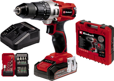Einhell accu schroefmachine te-cd 18 2 li-i kit - power x-change - 18 v li-ion - met impactfunctie - 2 snelheden - 44 nm - incl. 1x 2,5 ah accu en lader, koffer en 22-delige accessoireset