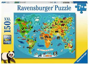 Ravensburger puzzel dieren wereldkaart - legpuzzel - 150 stukjes