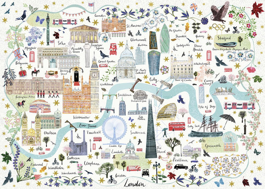 Gibsons - map of london (door josie shenoy) - 1000 stukjes 49×68cm (b×h) - legpuzzel voor volwassenen