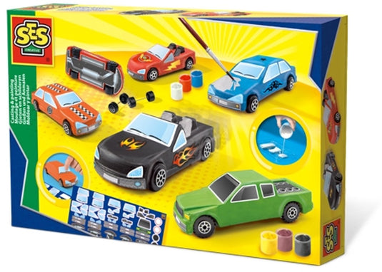 Ses creative gieten en schilderen - auto's - kinderspeelgoed - knutselen jongens - auto speelgoed - vanaf 5 jaar
