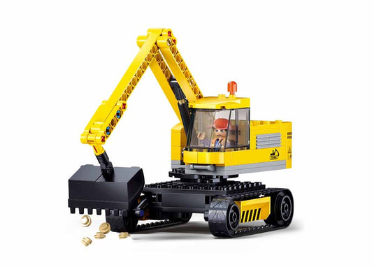 Sluban town graafmachine bouwspeelgoed kinderen vanaf 6 jaar - constructiespeelgoed bouwdoos met 152 bouwstenen - m38-b1196