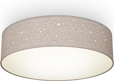 B.k.licht - decoratieve plafondlamp - met sterrenhemel effect - kinderkamer lamp - taupe - rond - 2x e27 fitting - ø38cm