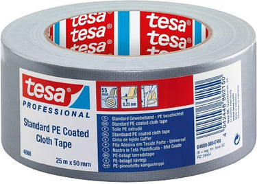 Tesa 04688 textieltape - standaard - grijs - 50mm x 50m