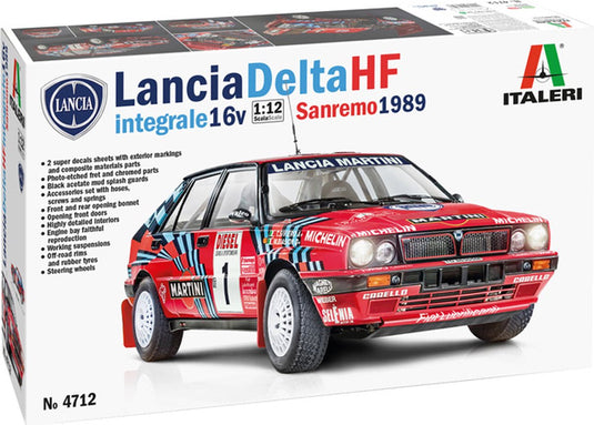 Italeri modelbouwpakket auto - 4712 lancia delta hf integrale sanremo 1989 car plastic - 1:12 - modelbouw