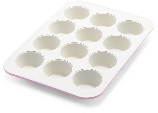 Greenlife contour roze muffinvorm 12 cups - oven - anti-aanbak - pfas-vrij