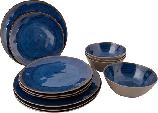 Bo-camp - servies - halo - 12 stuks - blauw