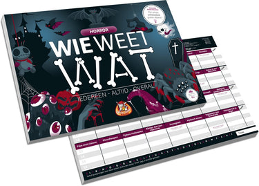 White goblin games - wie weet wat: horror - partyspel - 2 tot 10 spelers - speelt snel en de uitleg is nóg sneller - wie weet wat speel je altijd, met iedereen en overal - ideaal cadeau