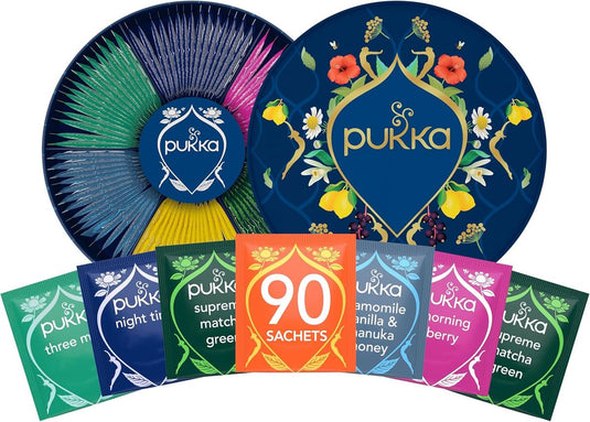 Pukka tea luxury selection box giftset - 90 theezakjes - biologische kruidenthee - 6 x 15 zakjes - giftset - theedoos - thee geschenkdoos
