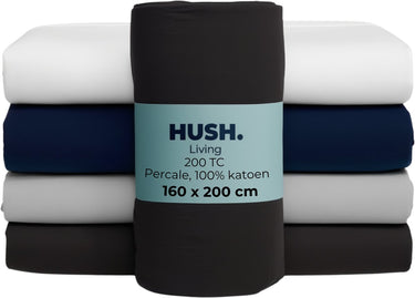 Hush. living hush living - hoeslaken percale 160x20xx+30cm - 100% katoen - 200tc - extra fris en koel - sterk en slijtvast - elastiek rondom - antraciet