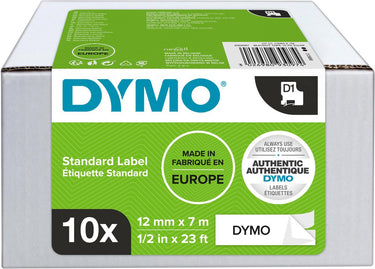 Dymo labeltape 45013 glanzend 12 mm zw wi