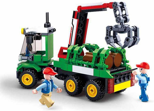 Sluban boomstammenvervoer bouwspeelgoed kinderen vanaf 6 jaar – constructiespeelgoed modelbouw – bouwdoos met 209 bouwstenen – m38-b0778