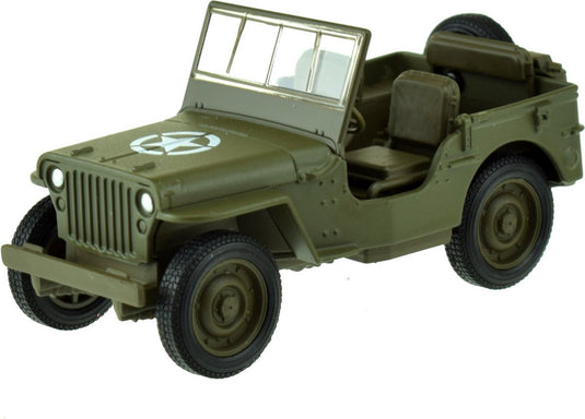 Welly speelgoed usa army jeep auto - legergroen - die-cast metaal - 11 cm - model willys