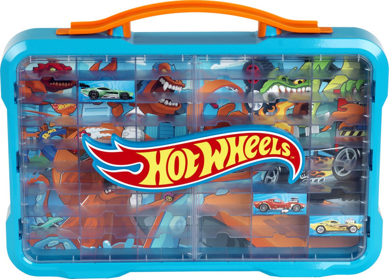 Load image into Gallery viewer, Klein toys hot wheels - verzamelkoffer - vitrine - geschikt voor 54 auto's - blauw oranje
