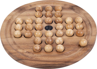 Longfield solitaire round large – houten solitaire bordspel – klassiek denkspel – solo strategiespel – houten balansspel – engelhart