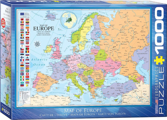 Eurographics - kaart van europa [map of europe] - 1000 stukjes 68×48cm (b×h) - legpuzzel