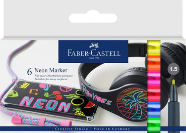Faber-castell neon markers - etui 6 stuks - decomarker - fc-160806