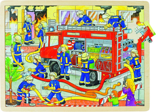 Goki houten legpuzzel - brandweer, 48st.