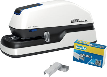 Rapid contactloze elektrische nietmachine optima 20e - nietcapiciteit tot 20 vel - wit