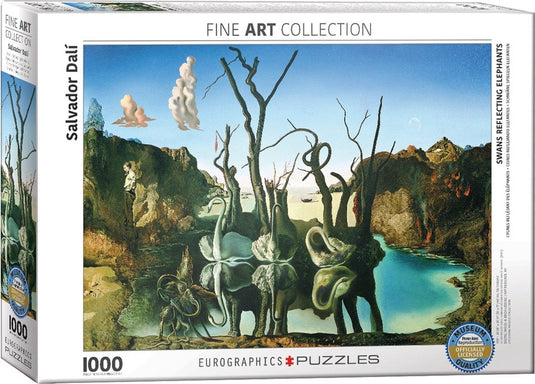 Eurographics - zwanen weerspiegeld als olifanten [les cygnes qui se reflètent en éléphants] - salvador dali - 1000 stukjes 68×48cm (b×h) - fine art legpuzzel