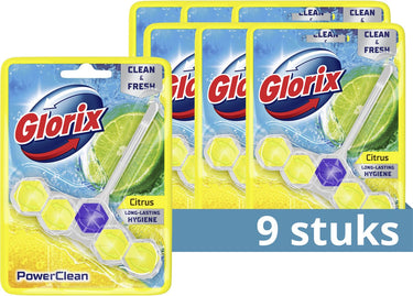 Glorix - wc blokjes - citroen - 9 stuks - voordeelverpakking