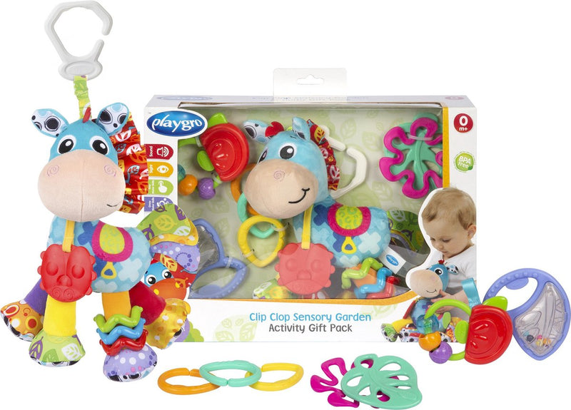 Load image into Gallery viewer, Playgro sensorische clip clop eenhoorn ontdek en speel geschenkset
