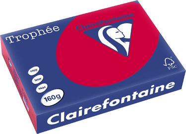 Clairefontaine trophée intens, gekleurd papier, a4, 160 g, 250 vel, kersenrood